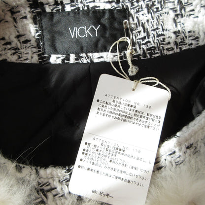 VICKY ラビット ファー ツイード ショート ジャケット