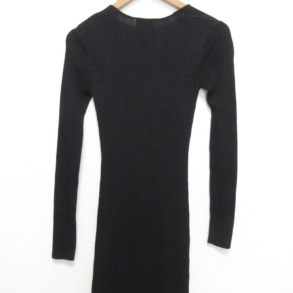 Ganni ストレッチ ワイド ネック ロング リブ ニット ドレス