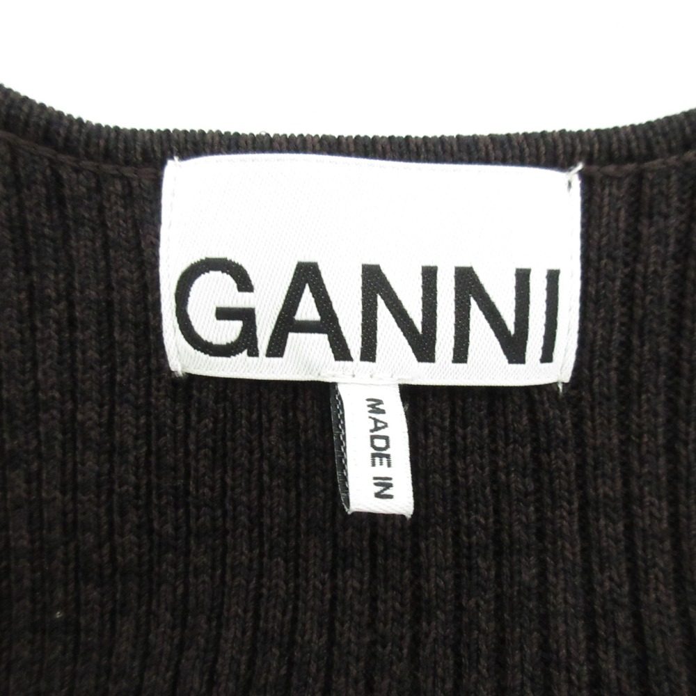 Ganni ストレッチ ワイド ネック ロング リブ ニット ドレス