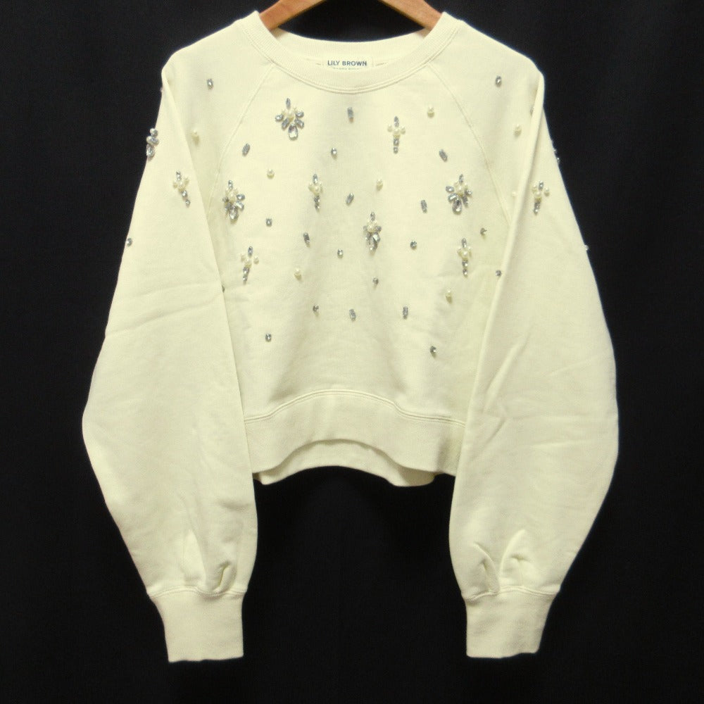 Lily Brown CANDY ビジュー スウェット ショート トップ