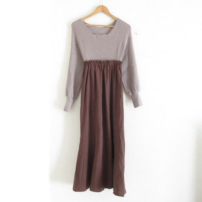 emmi atelier ニット ドッキング ロング ドレス