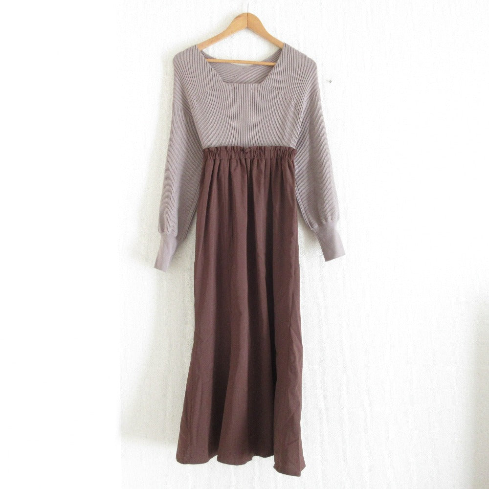 emmi atelier ニット ドッキング ロング ドレス