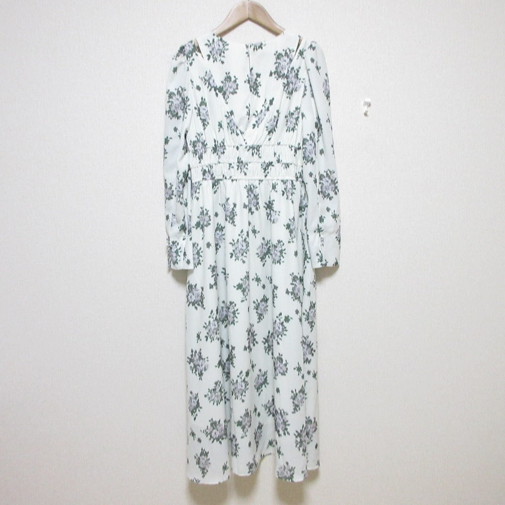 NATURAL BEAUTY BASIC スリット ショルダー プリント ドレス