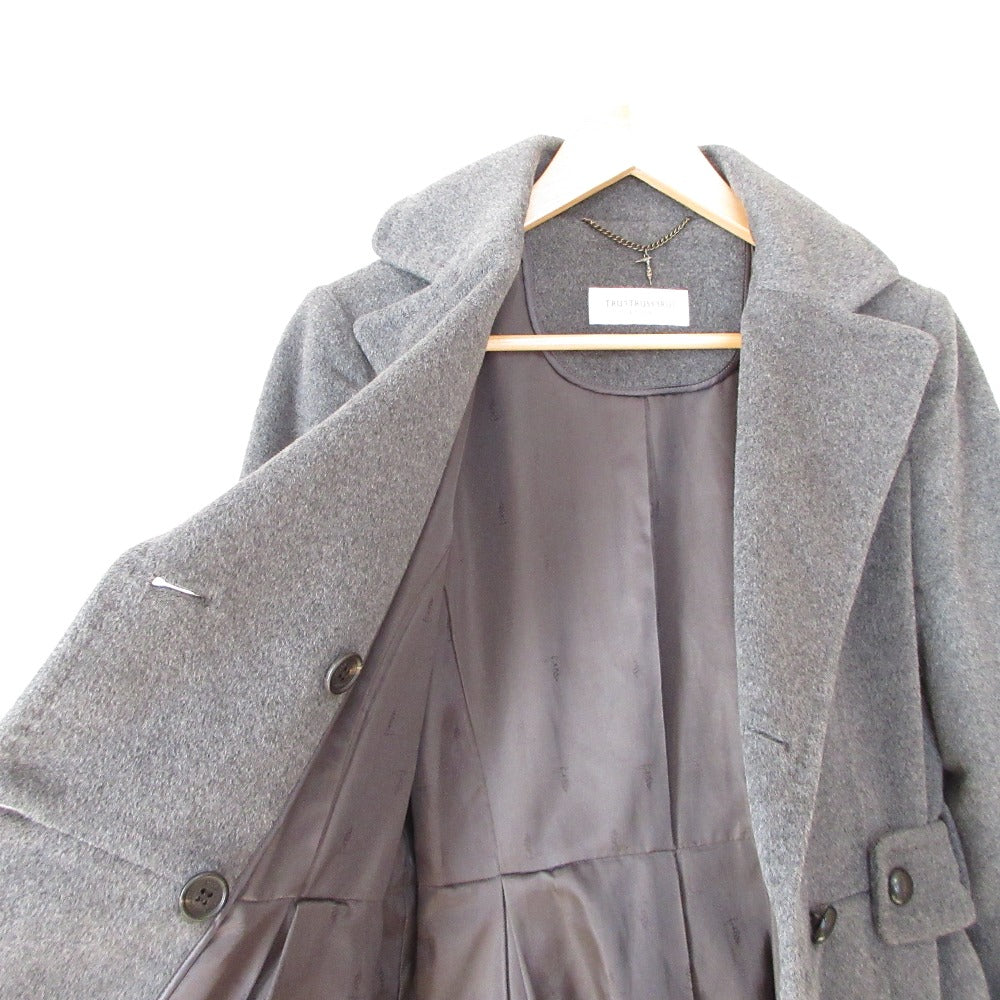 Trussardi ダブル ブレスト ウール ロング コート