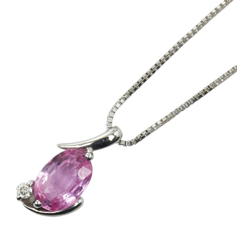 K18WGホワイトゴールドピンクサファイアネックレス