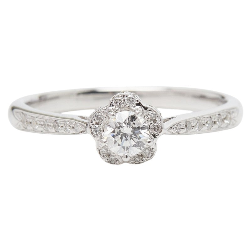 Au750ホワイトゴールドダイヤモンドフラワーリング