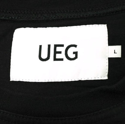 UEG オーバーサイズ Tシャツ テープ プリント ブラック