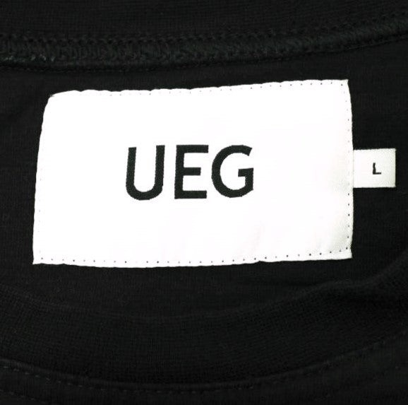 UEG オーバーサイズ Tシャツ テープ プリント ブラック