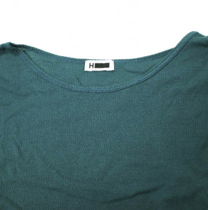 コットン リブ クルーネック プルオーバー Tシャツ グリーン