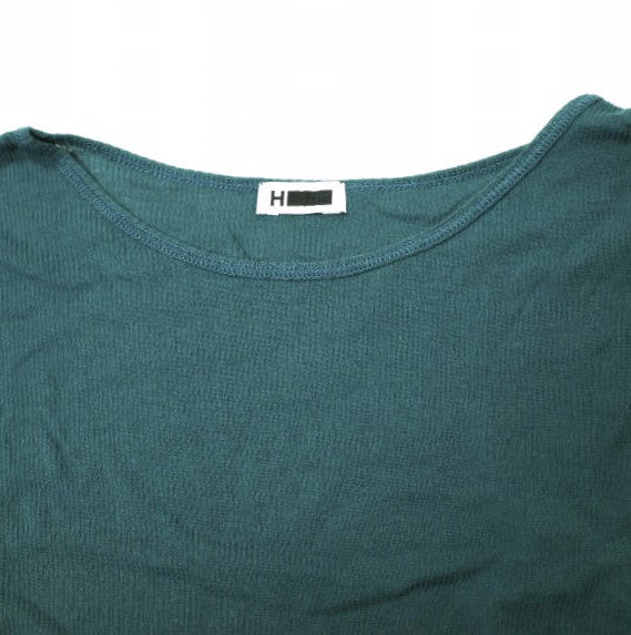 コットン リブ クルーネック プルオーバー Tシャツ グリーン