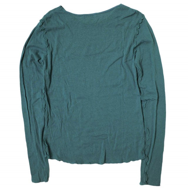 コットン リブ クルーネック プルオーバー Tシャツ グリーン