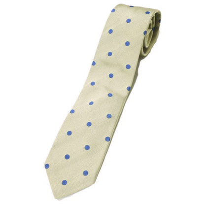 JOHN COMFORT シルク ポルカ ドット ネクタイ ベージュ/ブルー