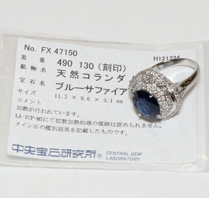 Pt900 サファイアダイヤモンドリング