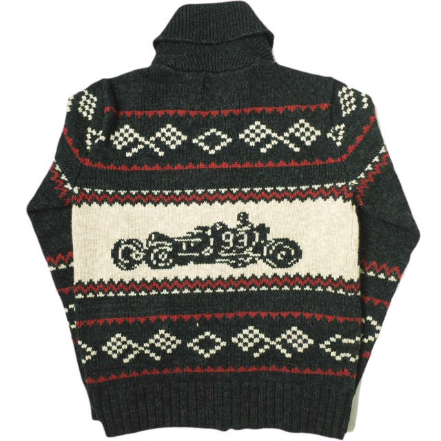 ダブルアールエル Car Motif Cotton Wool カーディガン