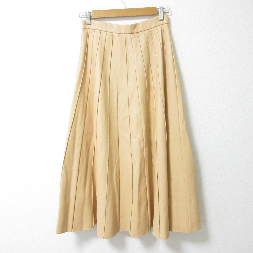 ebure Lamb Leather Pleated Long Skirt