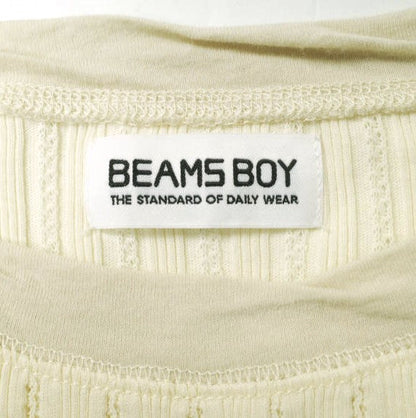 BEAMS BOY ジャカード リブ クルー 半袖 Tシャツ