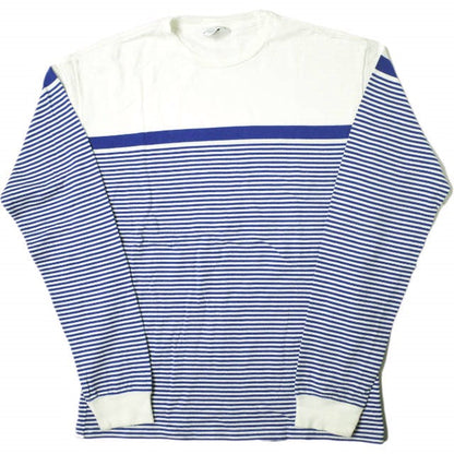 UNUSED パネル ボーダー 長袖 Tシャツ コットン トップ