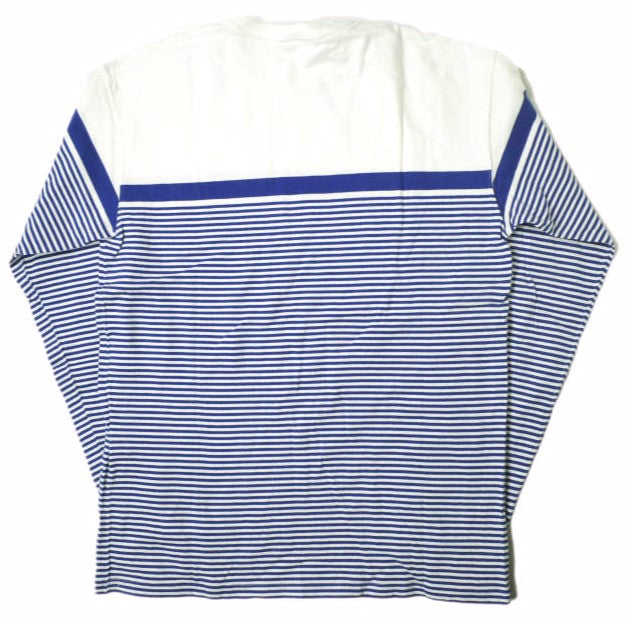 UNUSED パネル ボーダー 長袖 Tシャツ コットン トップ