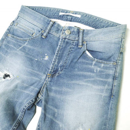 イージーンズ PAINT STRETCH SLIM 綿混 デニムパンツ