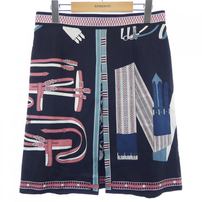 エルメス LETTRES EQUESTRES シルク スカート
