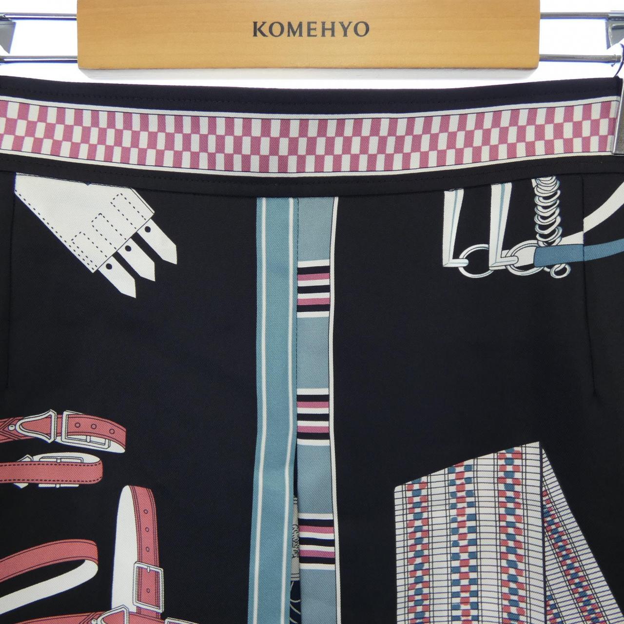 エルメス LETTRES EQUESTRES シルク スカート