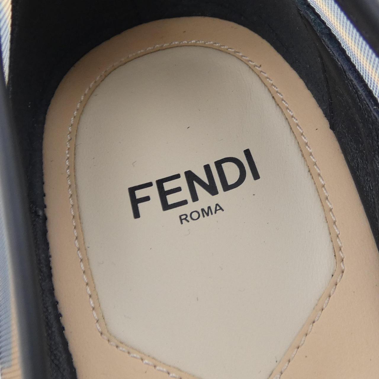 フェンディ コリブリ レザー FFメッシュ フラットシューズ