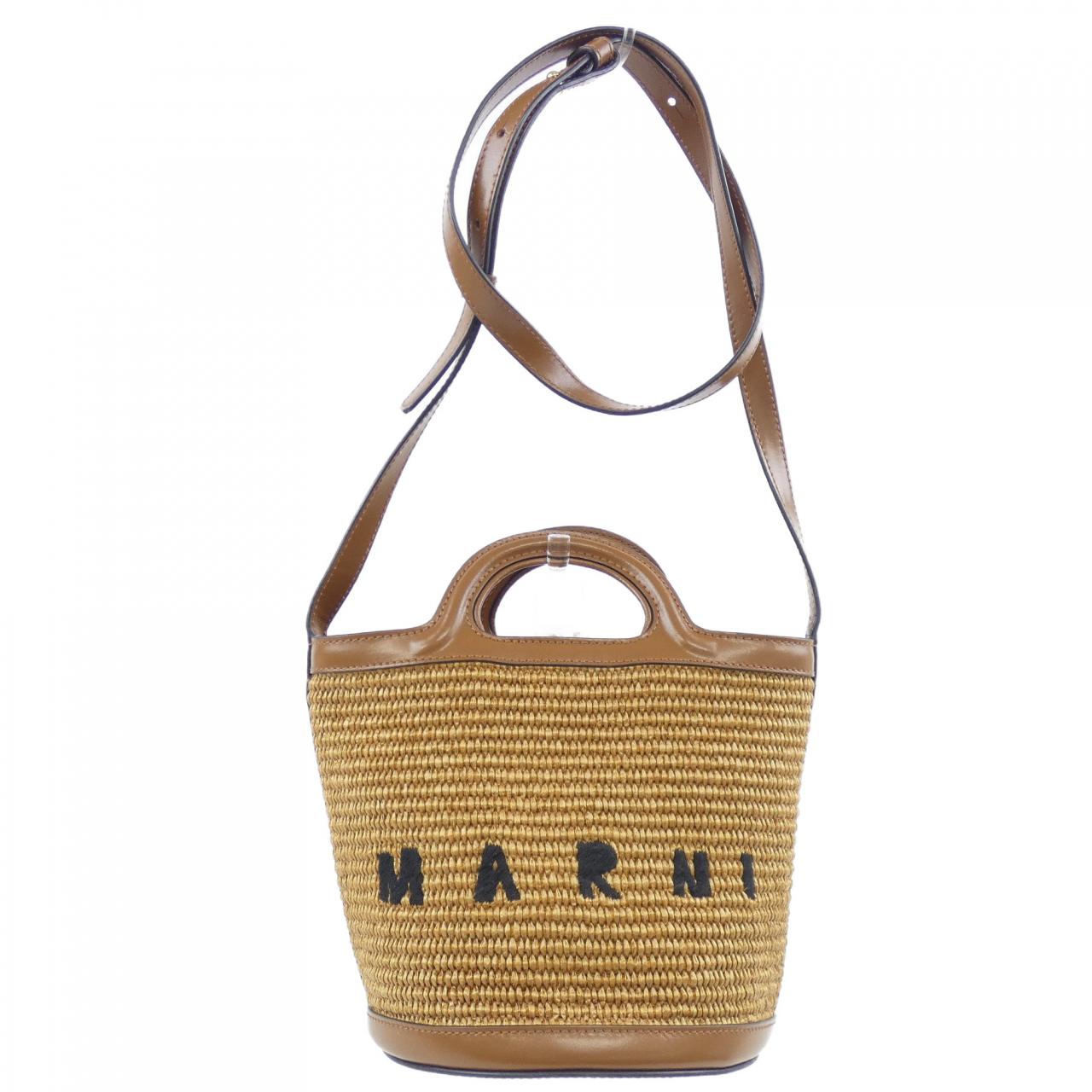 マルニ TROPICALIA BASKET コットン ナイロン カーフレザー バッグ