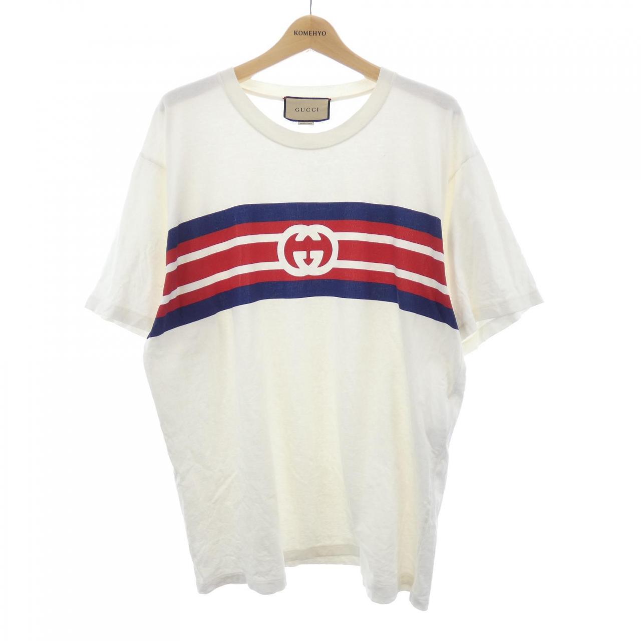 グッチ インターロッキングGストライプ プリント コットン Tシャツ