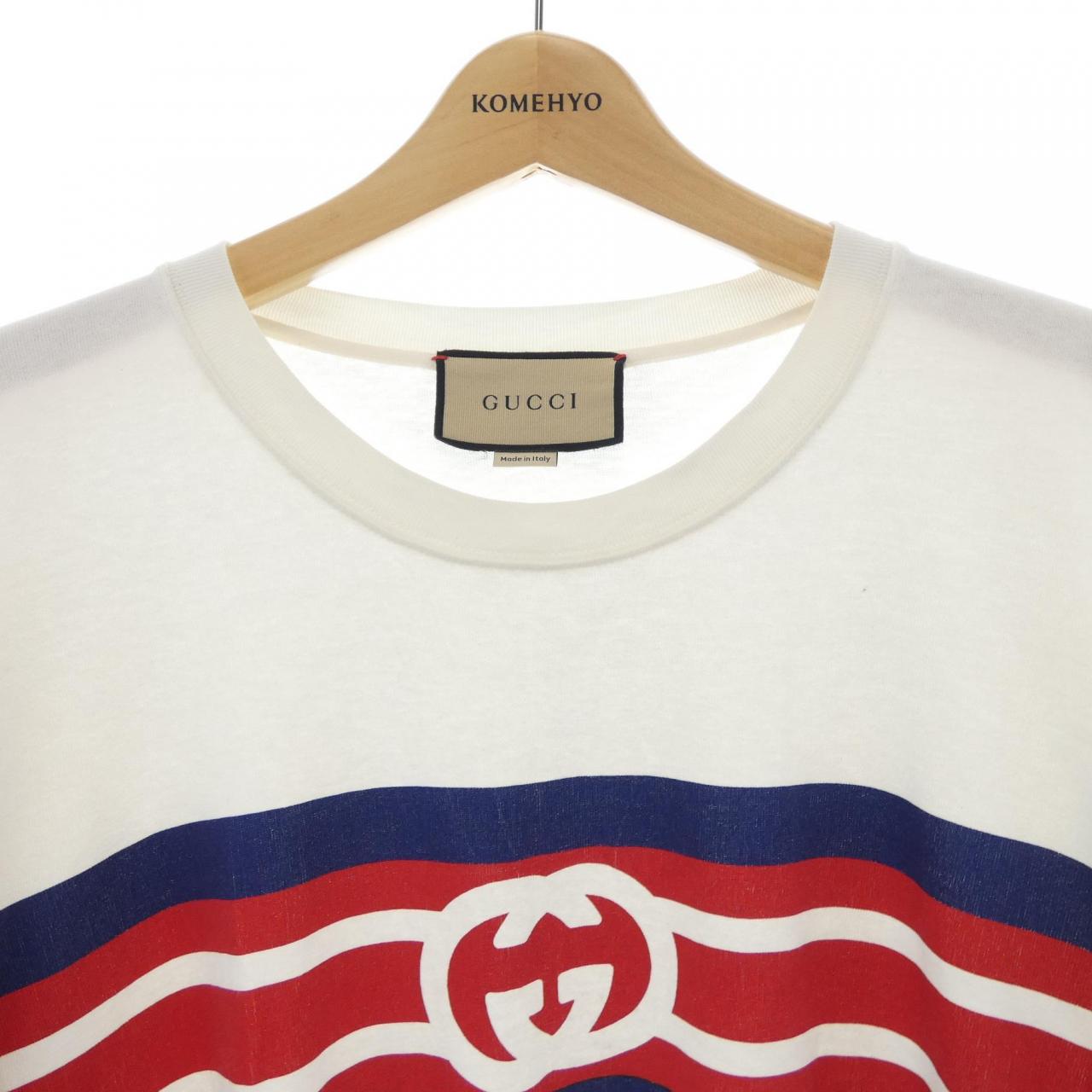 グッチ インターロッキングGストライプ プリント コットン Tシャツ