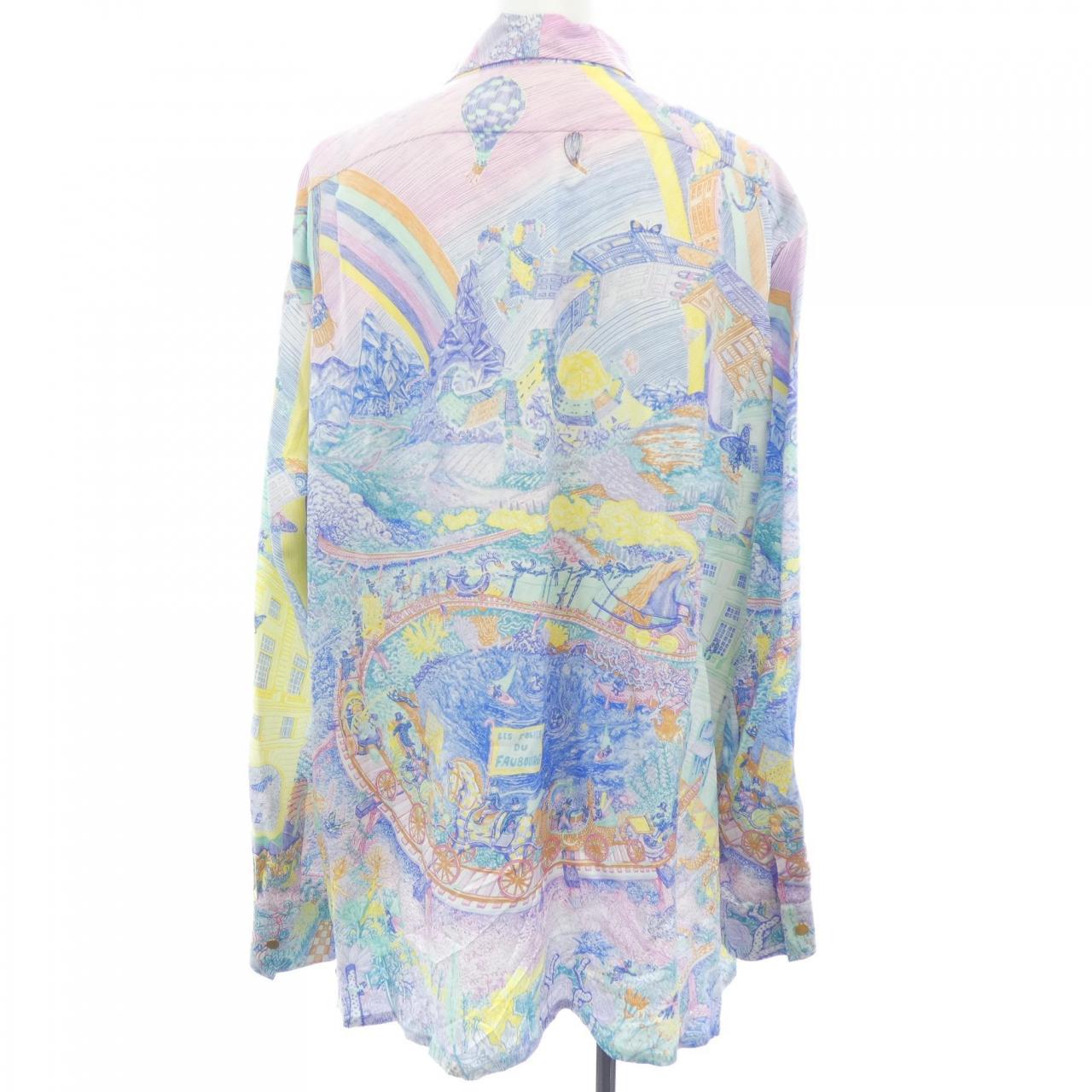 エルメス LES FOLIES DU FAUBOURG シルクシャツ