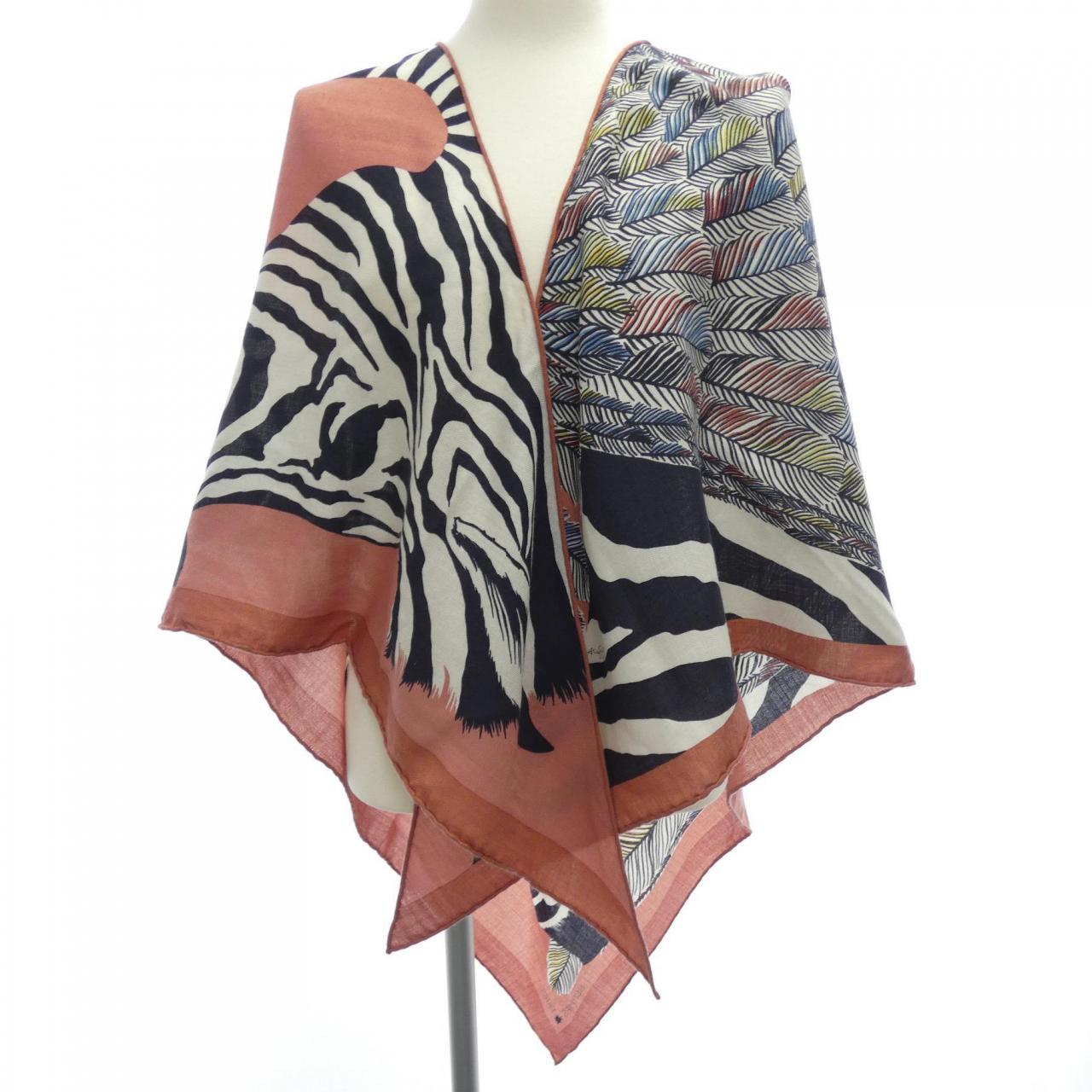 エルメス ZEBRA PEGASUS トライアングルジェアン シルクカシミヤショール