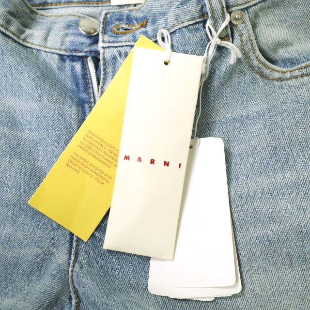 マルニ PAJD0344L0 コットン モヘヤ 牛革 デニムパンツ