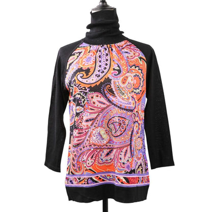 LEONARD FASHION ビジュー シルク混 タートルネック ニット