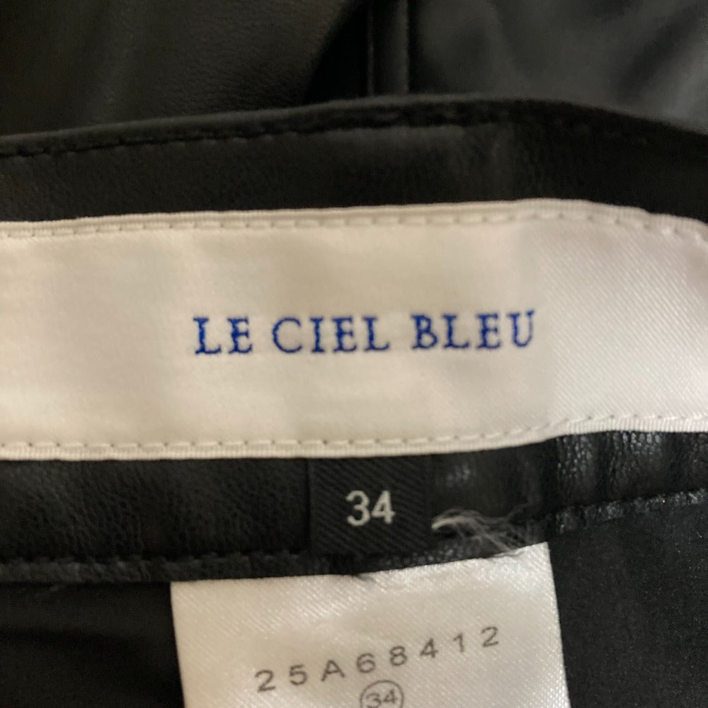 LE CIEL BLEU V ウエスト フェイク レザー ワイド パンツ