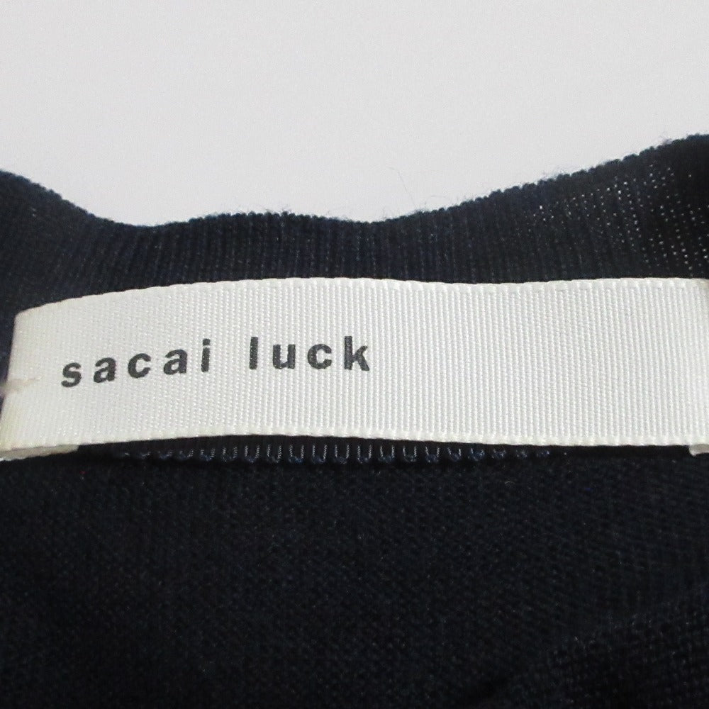 sacai luck ウール バック キュプラ ニット カーディガン