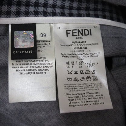 フェンディ ベロア ステッチ ウール チェック スカート
