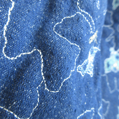 LEONARD 刺繍 シルク デニム ロング ジャケット