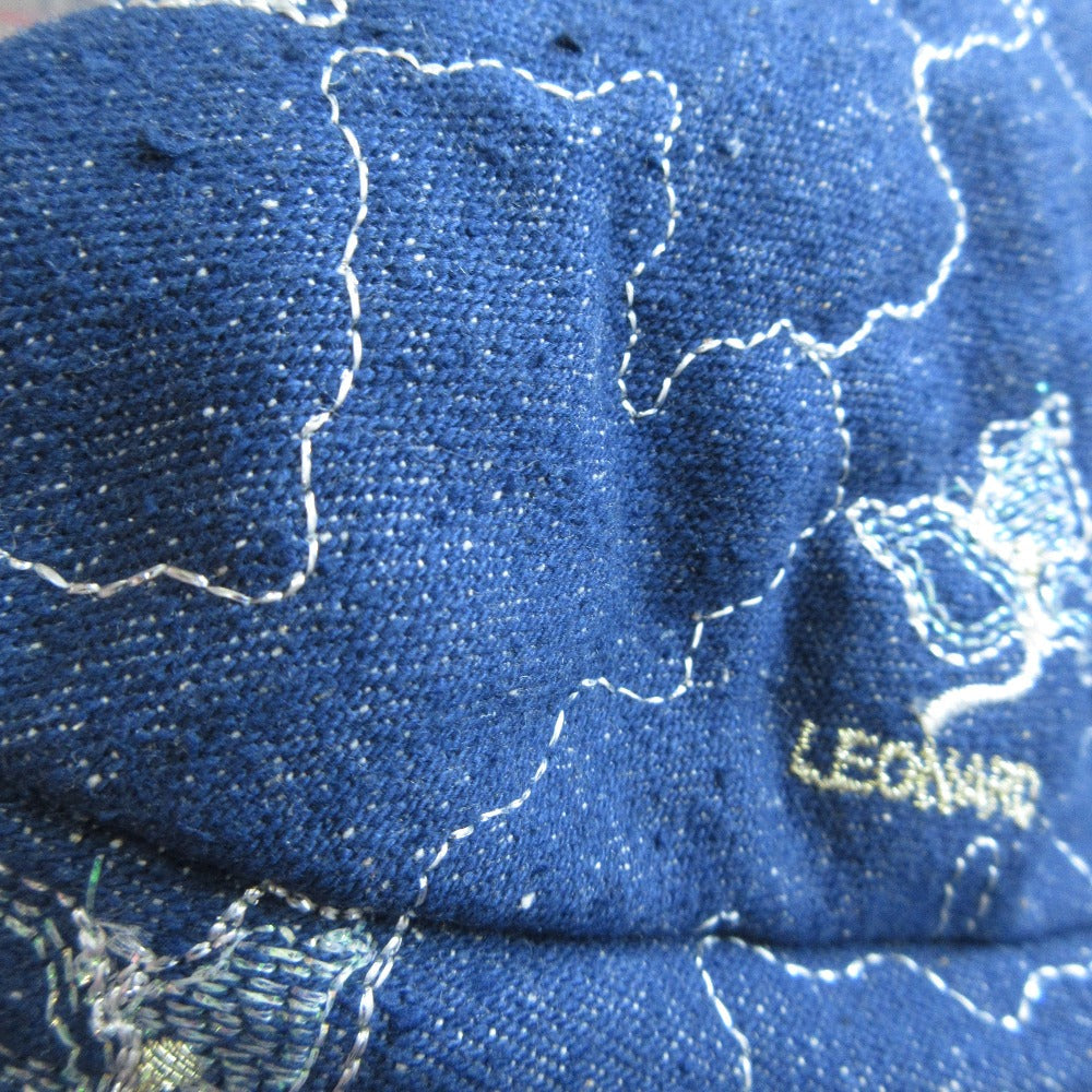 LEONARD 刺繍 シルク デニム ロング ジャケット