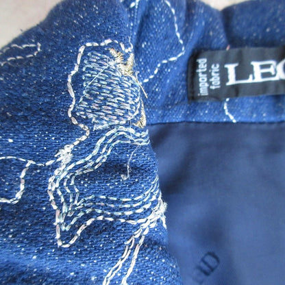 LEONARD 刺繍 シルク デニム ロング ジャケット