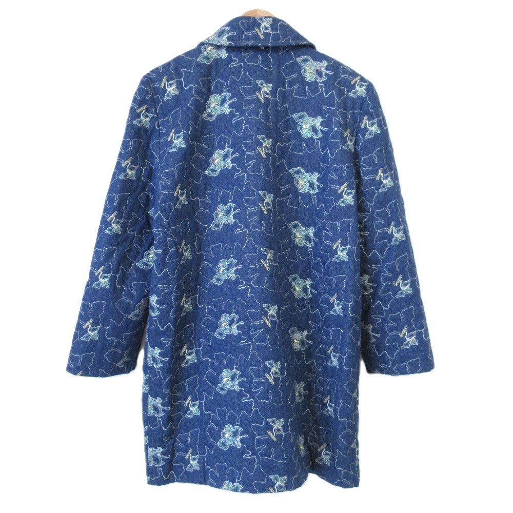 LEONARD 刺繍 シルク デニム ロング ジャケット
