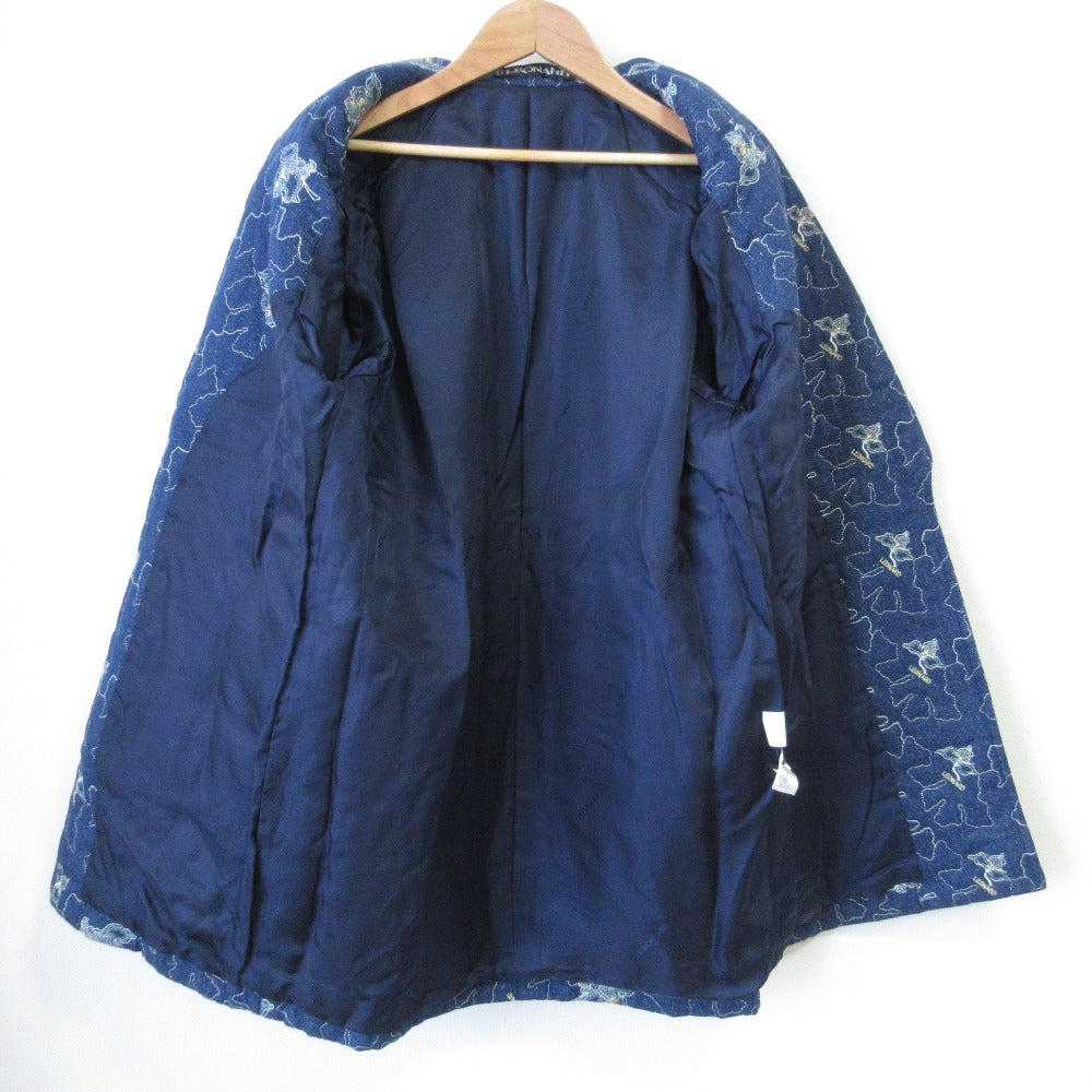 LEONARD 刺繍 シルク デニム ロング ジャケット