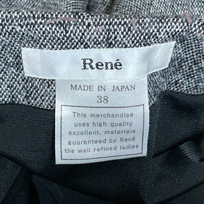 Rene ウール フラワー ボタン ツイード スカート