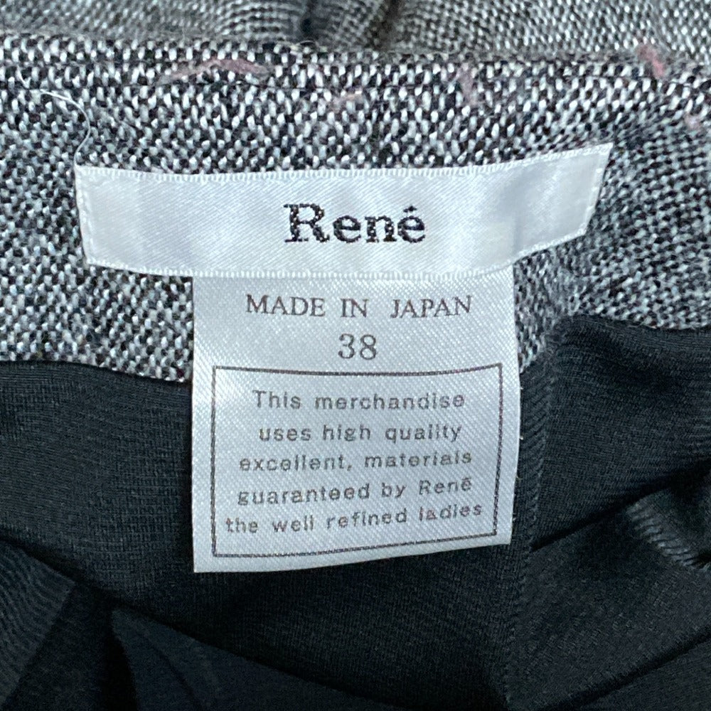 Rene ウール フラワー ボタン ツイード スカート