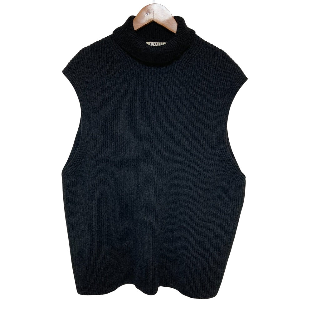 オーラリー WOOL RIB KNIT TURTLE NECK VEST ウールニットベスト