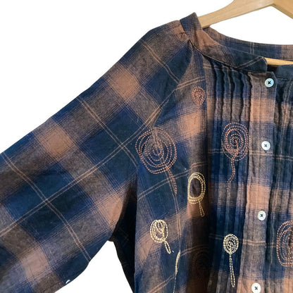 アズノウアズ 刺繍ネルシャツチュニック