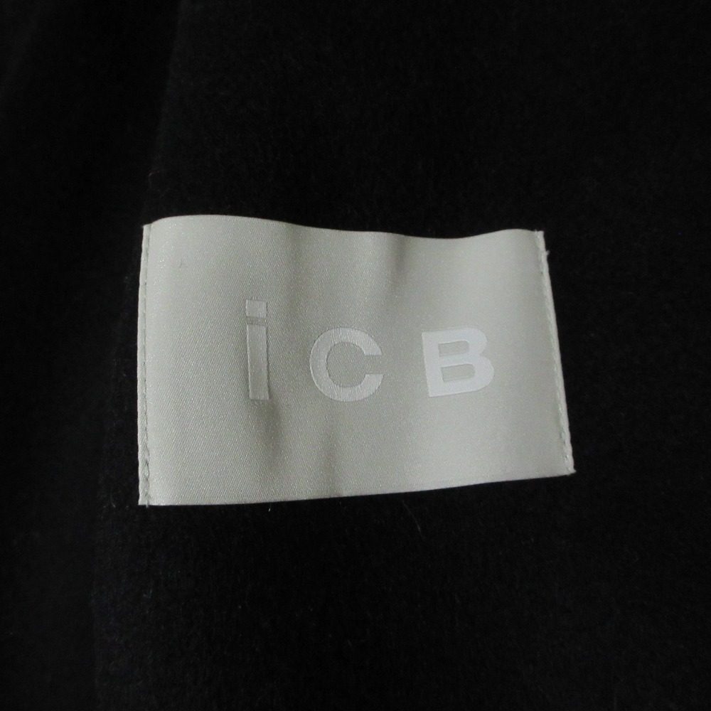 ICB カシミヤ ブレンド ウール ノーカラー コート