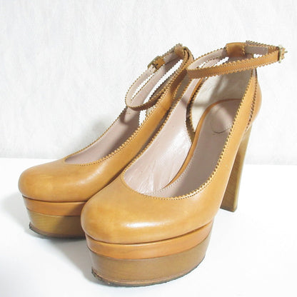 クロエ レザー ウッド ソール ハイ ヒール パンプス