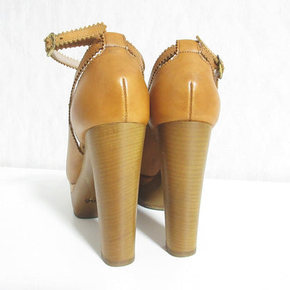 クロエ レザー ウッド ソール ハイ ヒール パンプス