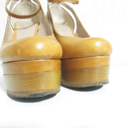 クロエ レザー ウッド ソール ハイ ヒール パンプス