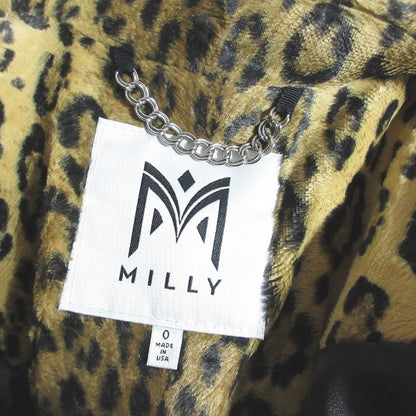 Milly ラム レザー スリーブ レオパード ウール コート